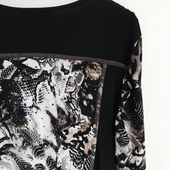 Bali Black & White Animal Print Pullover Top, Size M - Picture 7 of 12